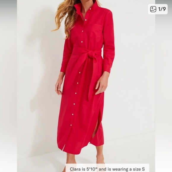 NWT Tuckernuck Women's Red Chessie Shirt Dress Size XXL 100% Cotton Luxury Chic - Picture 2 of 13